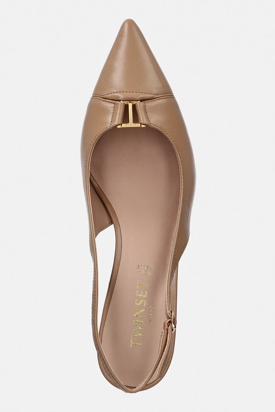 Twinset szpilki skórzane beżowy 261TCP034.13161