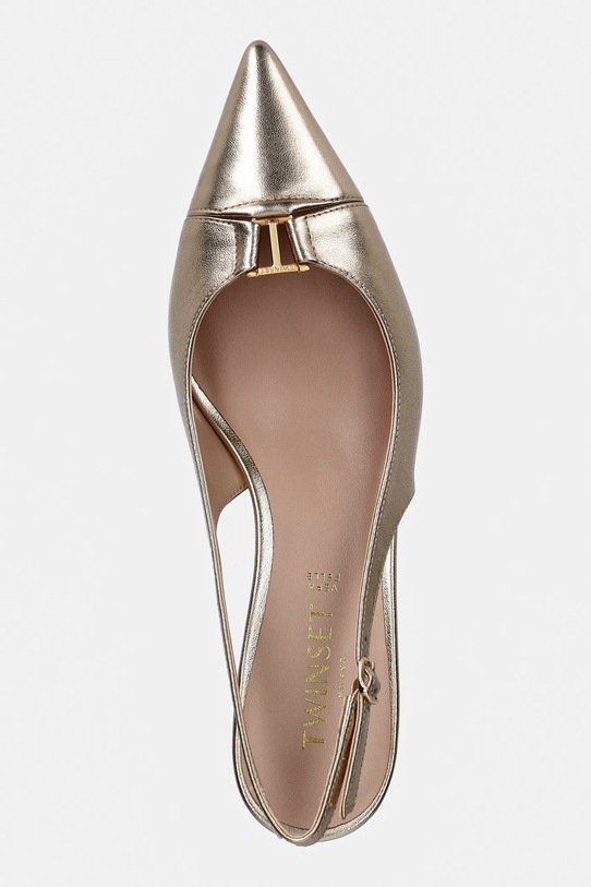 Twinset szpilki skórzane złoty 261TCP034.10363