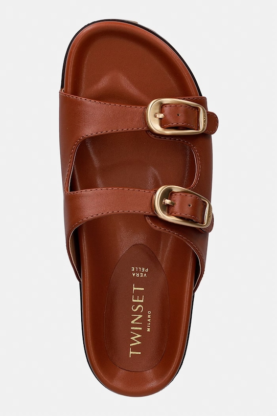 Kožené šľapky Twinset burgundské 261TCP09C.11061