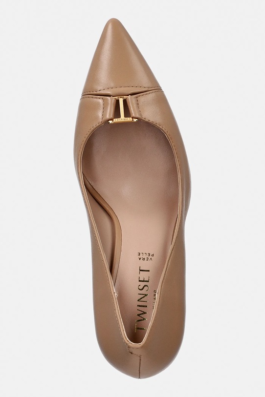 Twinset szpilki skórzane beżowy 261TCP030.13161