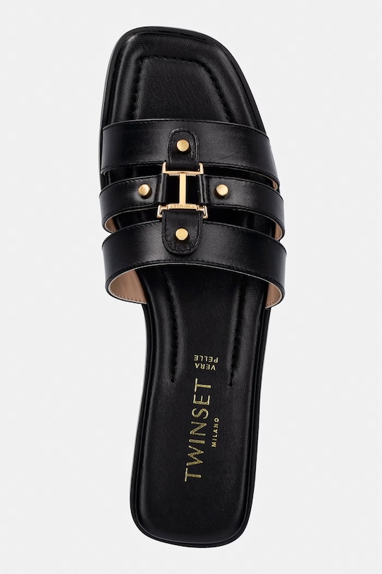 Kožené šľapky Twinset čierna 261TCP038.00006