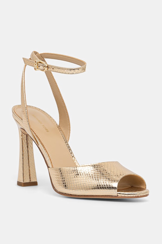 MICHAEL Michael Kors sandały na wysokim obcasie skórzane Rosie High Sandal złoty 40S6RSHS1M.740