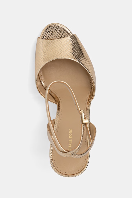 MICHAEL Michael Kors sandały na wysokim obcasie skórzane Rosie High Sandal złoty 40S6RSHS1M.740
