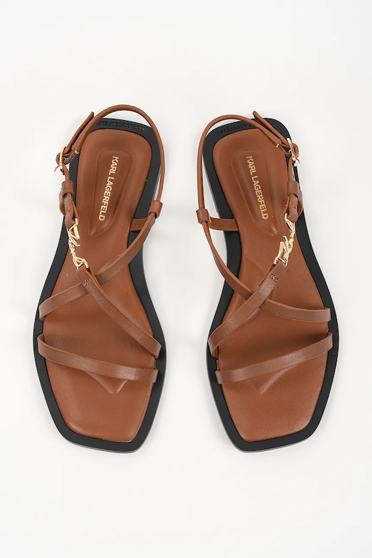 Karl Lagerfeld szandál lapos sarkú női bőr Brio Ii barna KL85423.022