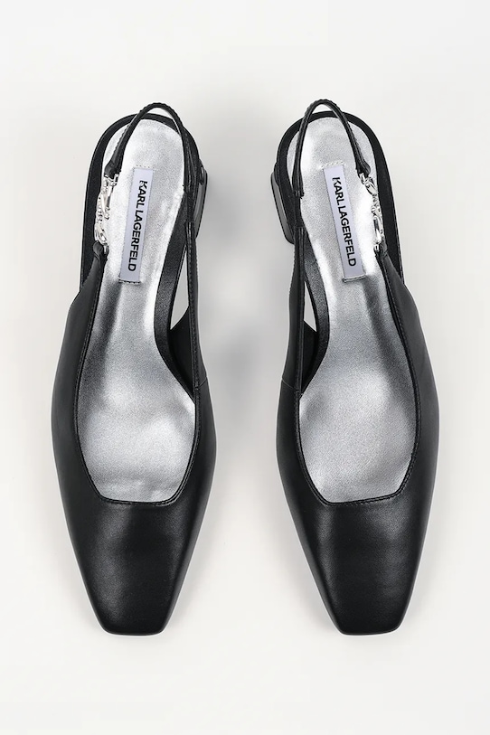 Кожени обувки с дебел ток Karl Lagerfeld Kayla черен KL35406.000