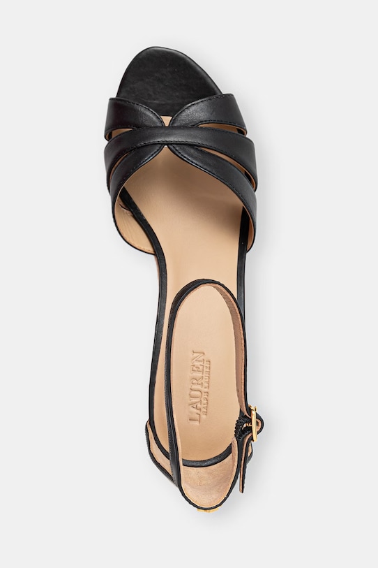 Lauren Ralph Lauren espadryle na koturnie damskie skórzane Nellie czarny 802P04433001.001