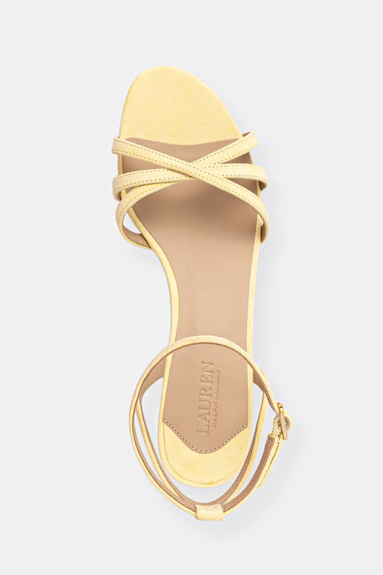 Lauren Ralph Lauren sandały na niskim obcasie zamszowe Kendyl Kttn żółty 802P06395003.700