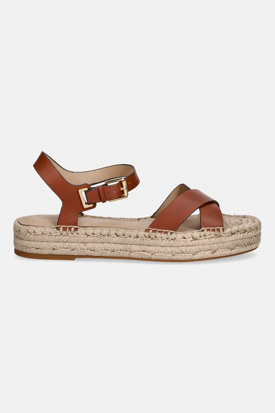 Lauren Ralph Lauren sandále na platforme dámske kožené Emeryn 802P06400001.200 hnedá SS26