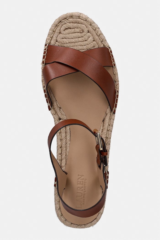 Lauren Ralph Lauren sandále na platforme dámske kožené Emeryn hnedá 802P06400001.200