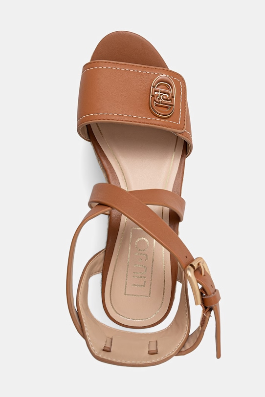 Liu Jo sandały na koturnie skórzane BALI 01 brązowy SA6083P0102S3804