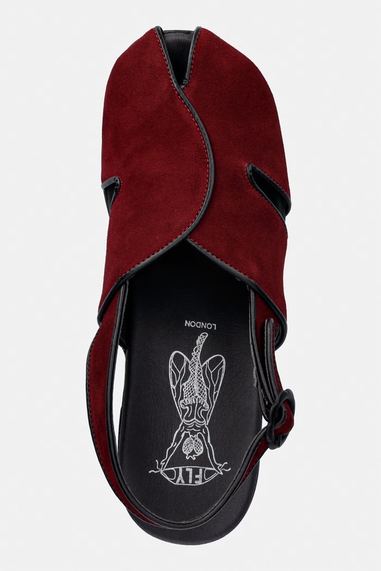 Fly London sandali z visoko peto semišasti FORY424FLY bordo P145424003
