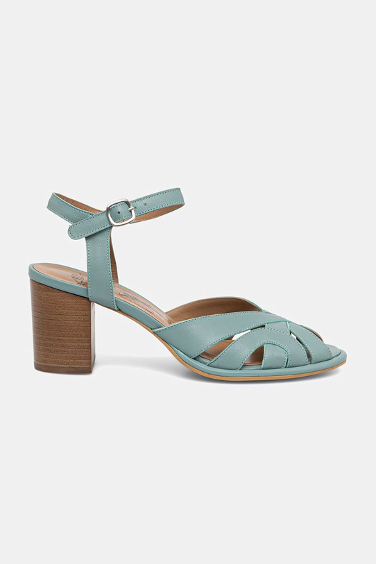Fly London sandále na podpätku kožené MEBU450FLY P145450001 tyrkysová SS26