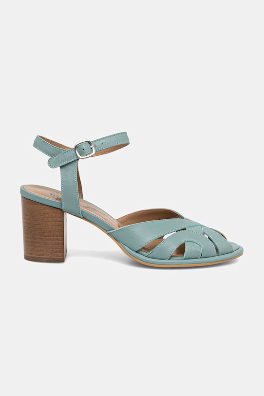 Fly London sandále na podpätku kožené MEBU450FLY P145450001 tyrkysová SS26