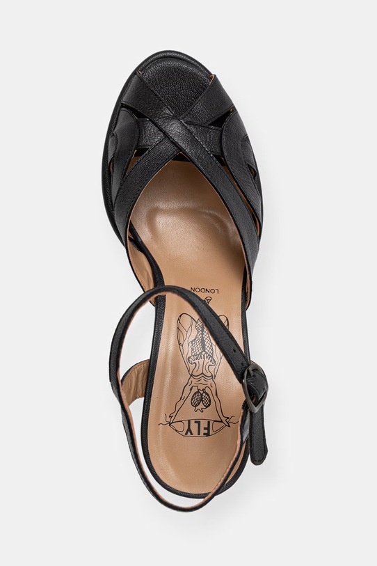 Fly London sandále na podpätku koža MEBU450FLY čierna P145450003