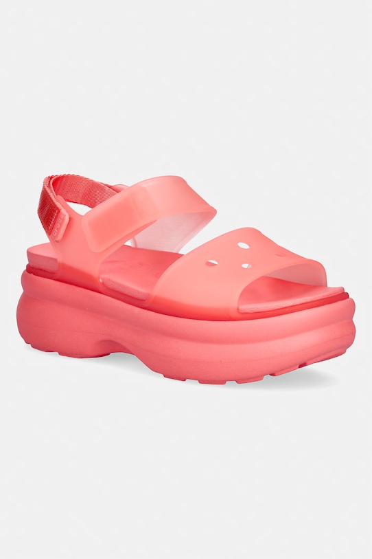 Crocs sandały na platformie damskie Soho Frosted Y Strap Sandal różowy 212651.6UI