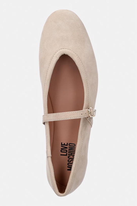 Semišové baleríny Love Moschino béžová JA11101G1OJA0104