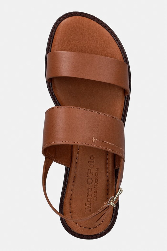 Marc O'Polo sandale cu toc plat pentru femei, din piele Babette 5A maro 60318391110134