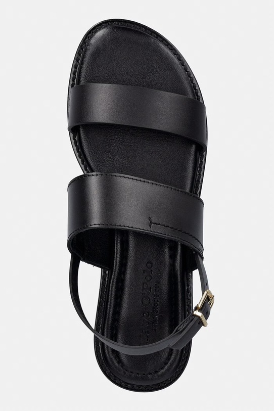 Marc O'Polo sandale cu toc plat pentru femei, din piele Babette 5A negru 60318391110134