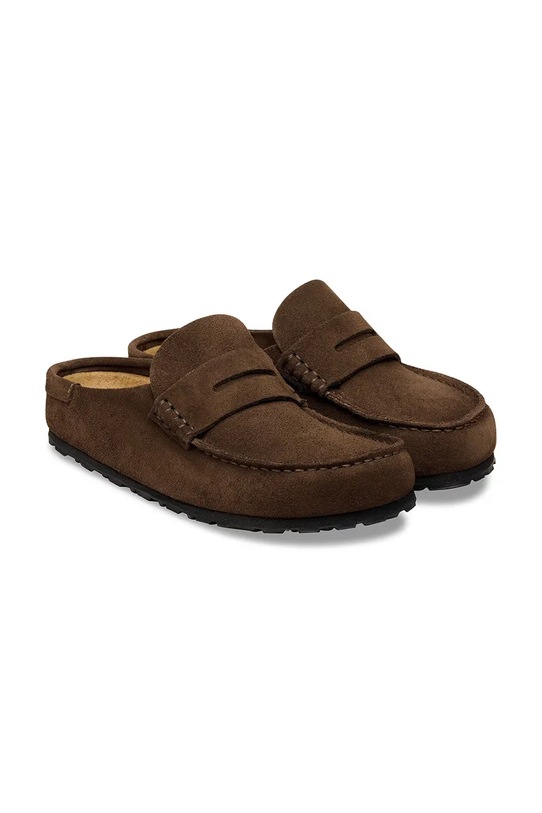 Obuwie Birkenstock klapki zamszowe Naples 1031701 brązowy