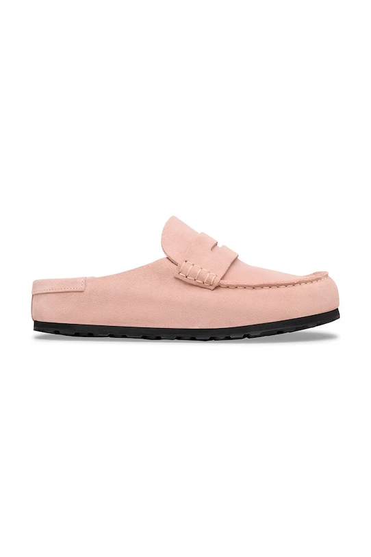 Birkenstock klapki nubukowe Naples bez obcasa różowy 1031683