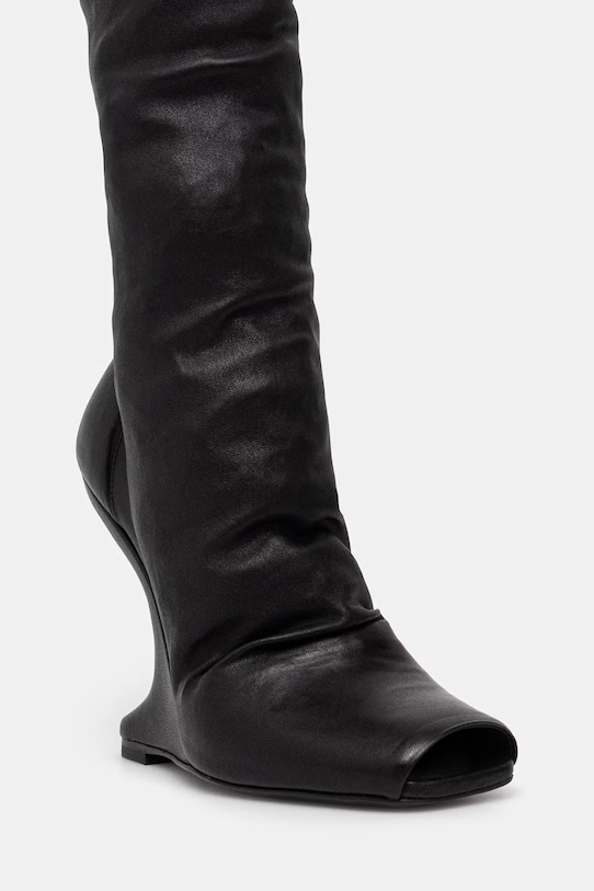 Rick Owens Lilies kozaki z odkrytymi palcami damskie skórzane Cantilever 11 czarny LI01F7801.LS