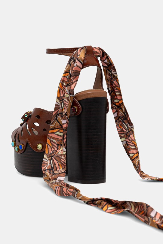 Obuwie Kurt Geiger London sandały skórzane Butterfly Platform Sdl 5596931109 brązowy