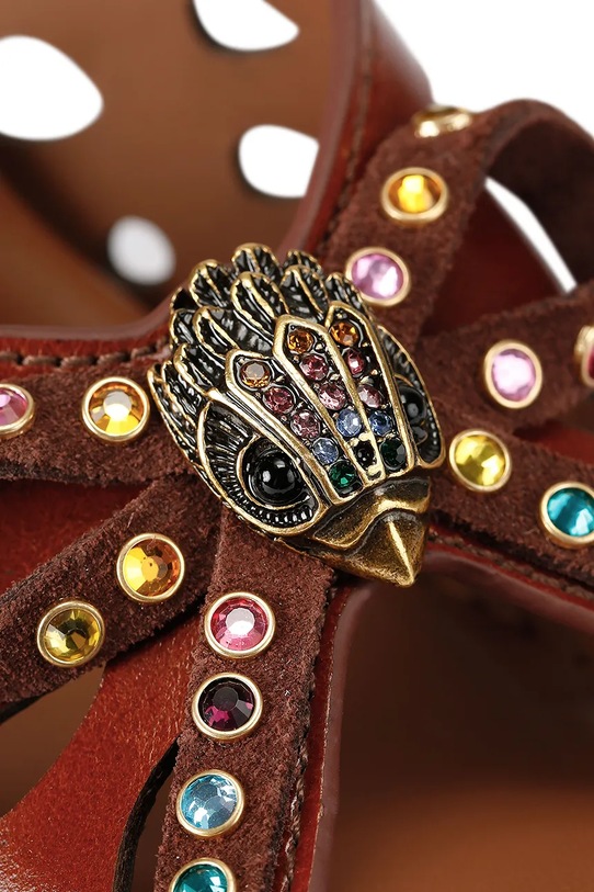 Kurt Geiger London sandały skórzane Butterfly Platform Sdl 5596931109 brązowy