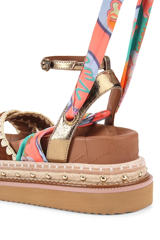 Boty Kurt Geiger London sandály dámské kožené Orson Cross Scarf Sdl 5597336219 hnědá