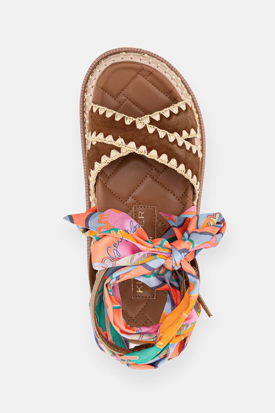 Kurt Geiger London sandały damskie skórzane Orson Cross Scarf Sdl brązowy 5597336219