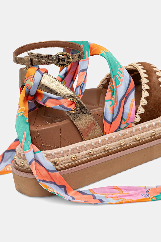 Kurt Geiger London sandały damskie skórzane Orson Cross Scarf Sdl 5597336219 brązowy