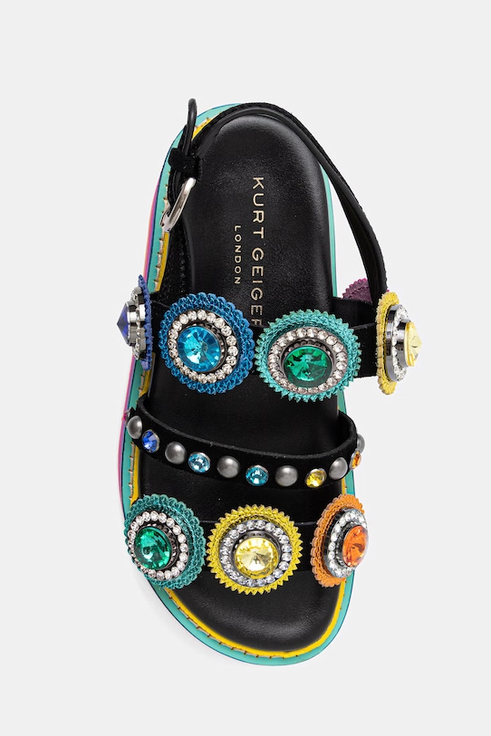 Kurt Geiger London sandały na platformie damskie skórzane Octavia Sling Flatform 5612405219 multicolor