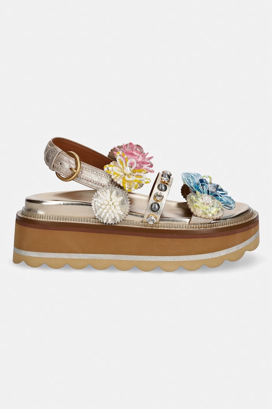 Kurt Geiger London sandały na platformie damskie skórzane Octavia Sling Flatform 5612461109 złoty SS26