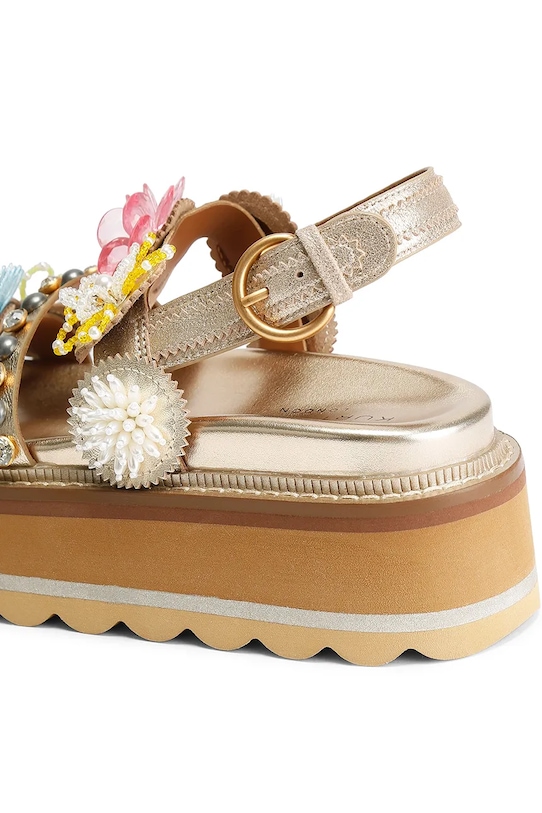 Kurt Geiger London sandali sulla banchina da donna in pelle Octavia Sling Flatform 5612461109 oro SS26