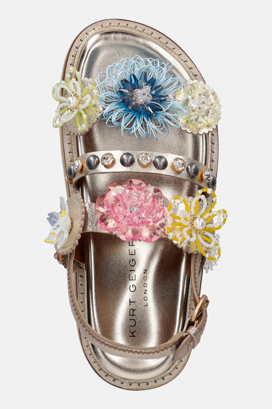 Kurt Geiger London sandały na platformie damskie skórzane Octavia Sling Flatform złoty 5612461109