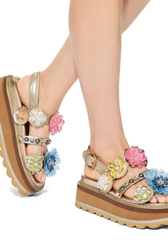 Kurt Geiger London sandali sulla banchina da donna in pelle Octavia Sling Flatform 5612461109