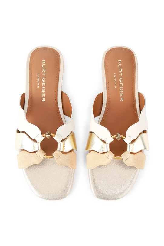 Kurt Geiger London klapki na płaskim obcasie damskie skórzane Sun Wave Flat Sandal 5595266129 złoty SS26