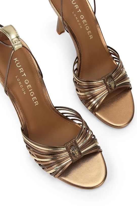 Kurt Geiger London szpilki skórzane Multi Strap Tie Sandal 5601465109 brązowy SS26