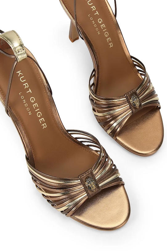 Kurt Geiger London szpilki skórzane Multi Strap Tie Sandal 5601465109 brązowy SS26