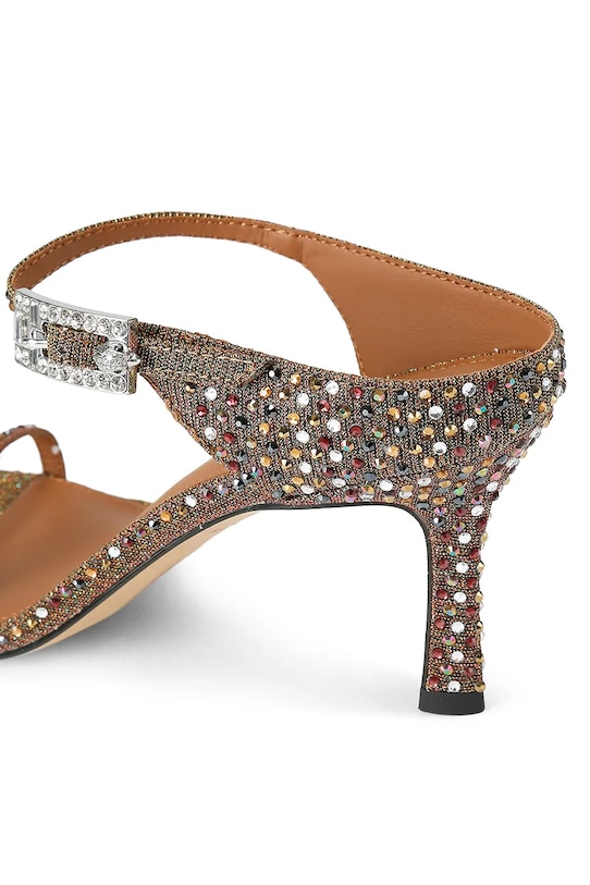 Obuwie Kurt Geiger London sandały na wysokim obcasie Strass Double Buckle Sdl 5602568689 brązowy
