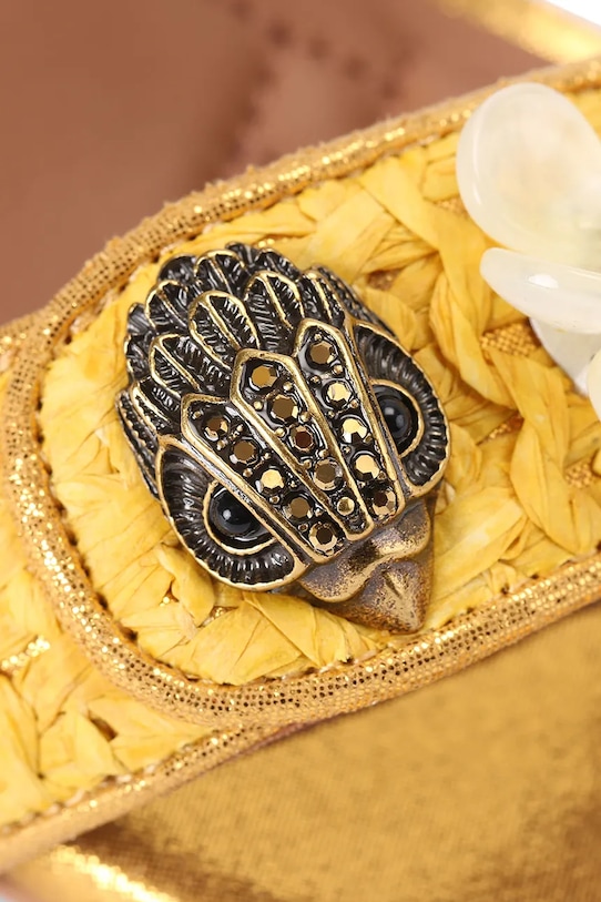 Kurt Geiger London sandały na słupku Kensington Langley Raffia 5604194999 żółty