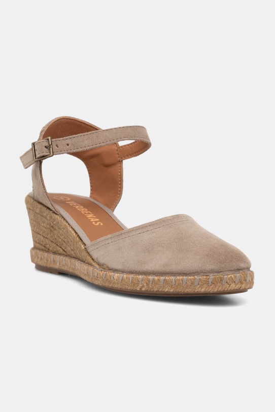 Verbenas espadryle na koturnie damskie zamszowe MALENA SERRAJE/TAN beżowy 0601540785.PIEDRA