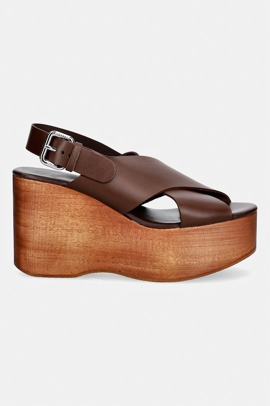 Weekend Max Mara sandały skórzane Wkaangio 2615521115600.BROWN brązowy SS26