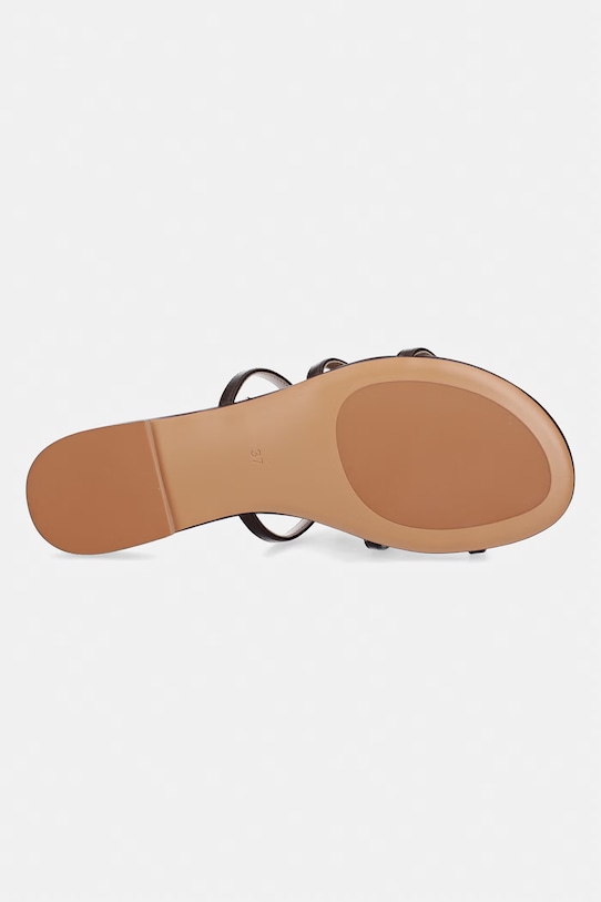 Twinset klapki damskie skórzane 261TGT084.12110 brązowy