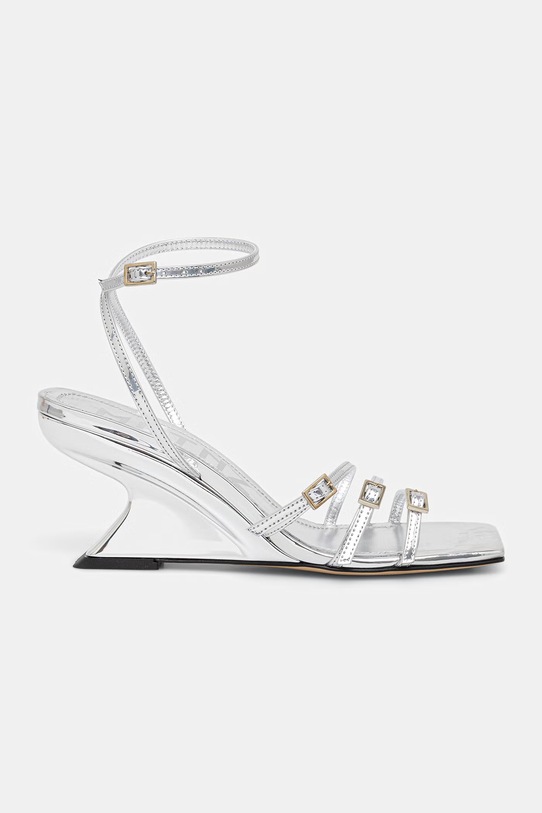 Souliers Martinez sandały na koturnie skórzane EDEN EDEN.SILVER srebrny SS26