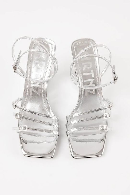 Souliers Martinez sandały na koturnie skórzane EDEN EDEN.SILVER srebrny SS26