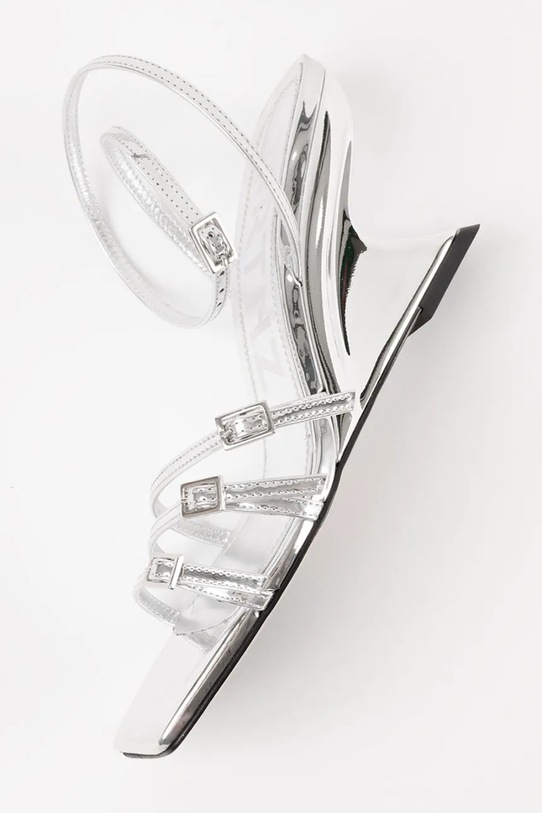 Obuwie Souliers Martinez sandały na koturnie skórzane EDEN EDEN.SILVER srebrny