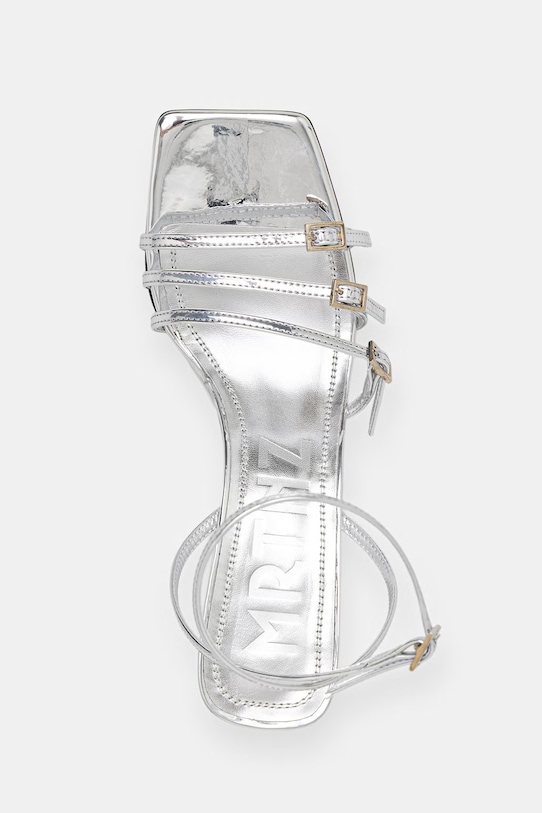 Souliers Martinez sandały na koturnie skórzane EDEN srebrny EDEN.SILVER