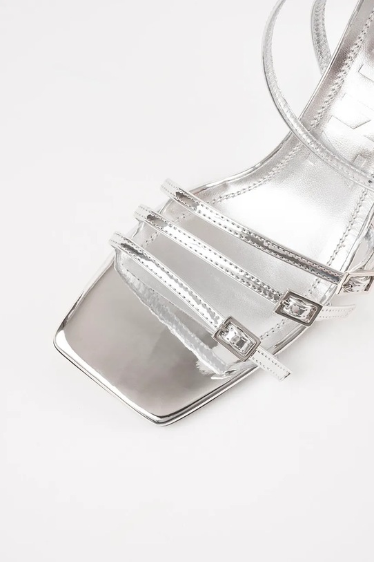 Souliers Martinez sandały na koturnie skórzane EDEN srebrny EDEN.SILVER