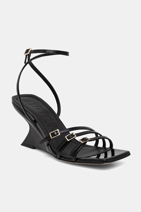 Souliers Martinez σανδάλια σε σφήνα δερμάτινα EDEN μαύρο EDEN.BLACK