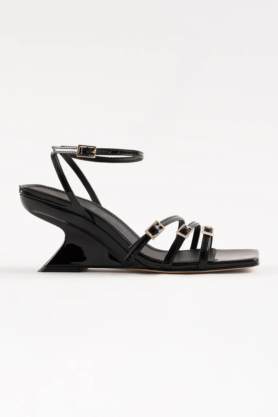 Souliers Martinez sandały na koturnie skórzane EDEN czarny EDEN.BLACK